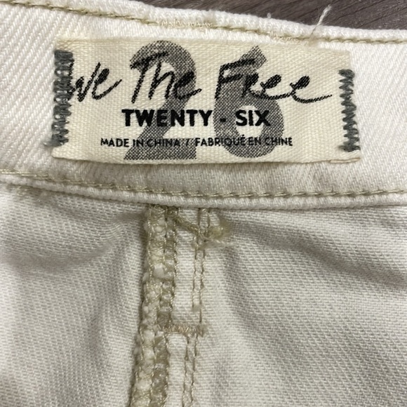 We The Free High Waisted Button Fly Distressed Mini Jean Skirt White Size 26 - Picture 3 of 4